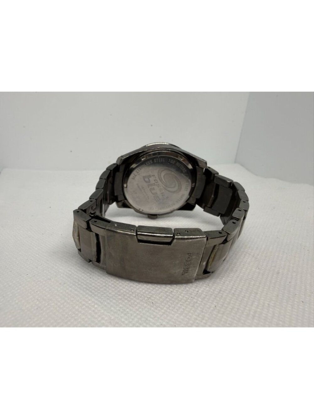 Fossil Blue AM4117 Men’s Stainless Steel Watch Blue Dial Date Bracelet Quartz - Picture 10 of 11